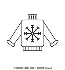 Icono de suéter sobre fondo blanco. Ilustración de Año Nuevo. Ilustración vectorial.