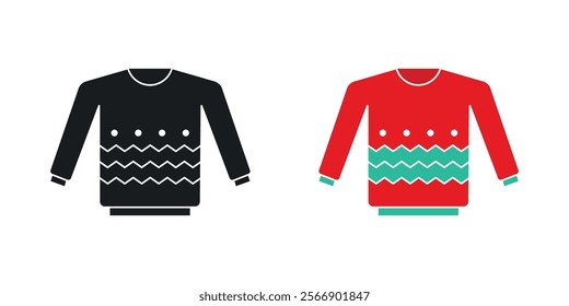 Sweater icon set in black and colored