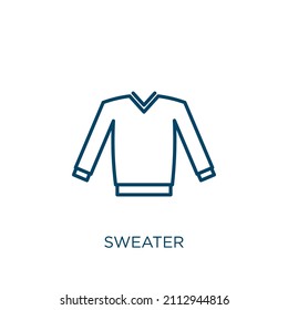 sweater icon. Thin linear sweater outline icon isolated on white background. Line vector sweater sign, symbol for web and mobile