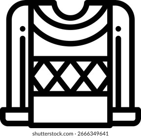 ícone do suéter. Design De Estilo Linear Fino Isolado Em Plano De Fundo Branco