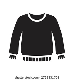 Pullover-Symbol, Vektorgrafik, die Langarm-Pullover-Strickbekleidung zeigt, Bekleidung, Mode, warme Bekleidung, Oberbekleidung, Konzept, isoliert, weißer Hintergrund, Designelement