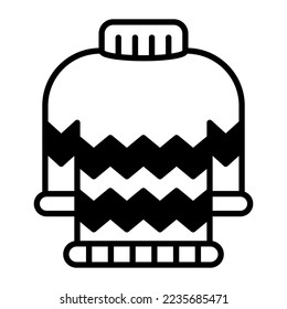 Sweater icon for winter season men apparel vector style