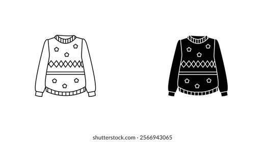 Sweater icons. black and white vector set.