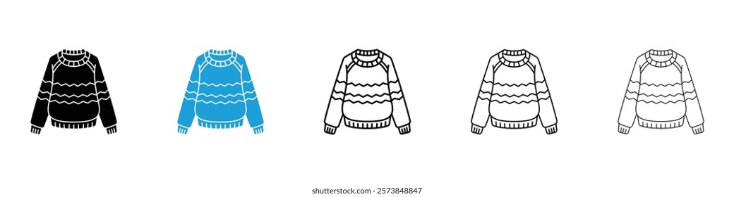 Sweater icons in filled and 3 stroke weights