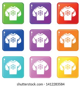 Sweater icons set 9 color collection isolated on white for any design