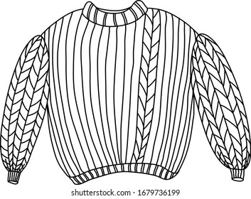 suéter de estilo Doodle dibujado a mano aislado en un fondo blanco.Diseño de moda Doodle