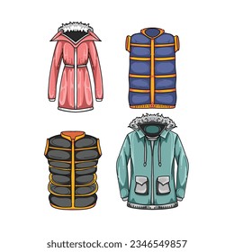 sweater jacket hand drawn doodle illustrations vector set