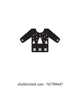 Sweater or jumper with fir tree icons. Christmas or New Year element. Premium quality graphic design. Signs, outline symbols collection, simple icon for websites, web design on white background