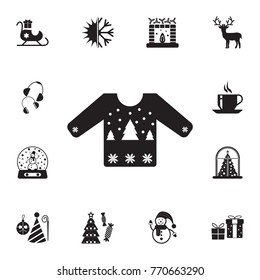 Sweater or jumper with fir tree icons. Set of elements Christmas Holiday or New Year icons. Winter time premium quality graphic design collection icons for websites, web design on white background