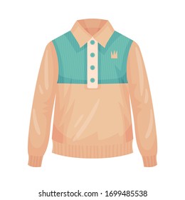 Sweater with Long Sleeves and Collar as Male Clothing Item Vector Illustration