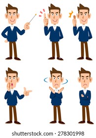 Sweater men, six types of facial expressions and gestures