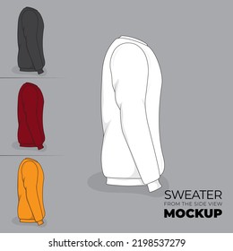 Sweater Mockup Design With Side View Concept In White Red Black And Yellow Design