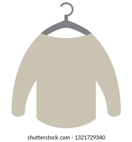 sweater on hanger flat illustration. Home furniture and decoration series.