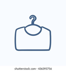 Sweater on hanger vector sketch icon isolated on background. Hand drawn Sweater on hanger icon. Sweater on hanger sketch icon for infographic, website or app.