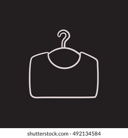 Sweater on hanger vector sketch icon isolated on background. Hand drawn Sweater on hanger icon. Sweater on hanger sketch icon for infographic, website or app.