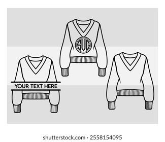 Sweater Outline, Ugly Sweater, Winter, Holiday, Sweater outline, Sweater Vector, Illustration, Monogram