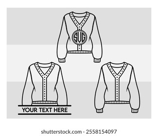 Sweater Outline, Ugly Sweater, Winter, Holiday, Sweater outline, Sweater Vector, Illustration, Monogram