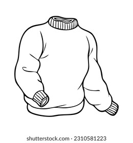 sweater outline vector illustration,isolated on white background,top view
