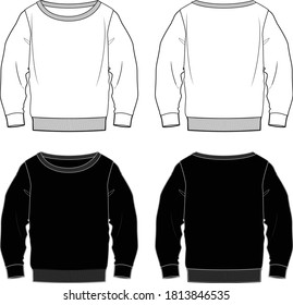 Sweater Oversized Fashion Flat Templates Stock Vector (Royalty Free ...