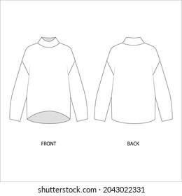 Sweater oversized template sketch. Jumper technical art. vector illustration of a sweater. 