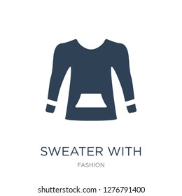 sweater with pocket icon vector on white background, sweater with pocket trendy filled icons from Fashion collection, sweater with pocket vector illustration
