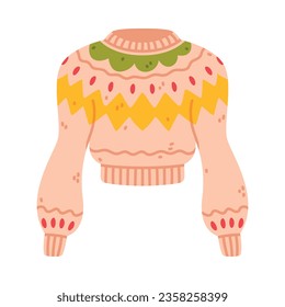 Suéter o pullover con mangas largas como iluminación vectorial de ropa de otoño cálida Ilustración