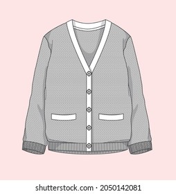 Sweater pullover for winter flat sketch illustration unisex