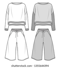 SWEATER SET fashion flat sketch template