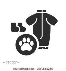 sweater and shoes for pet, pets clothes icon, clothes for animals, simple symbols, flat vector illustration