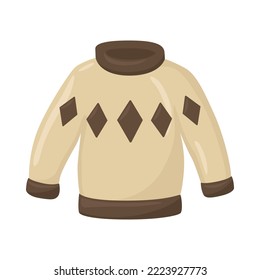 Sweater Sign Emoji Icon Illustration. Winter Clothes Vector Symbol Emoticon Design Clip Art Sign Comic Style.