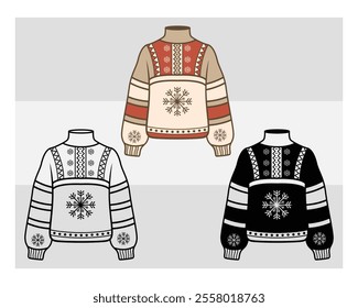 Sweater silhouette, Ugly Sweater, Winter, Holiday, Sweater outline, Sweater Vector, Illustration,