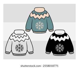 Sweater silhouette, Ugly Sweater, Winter, Holiday, Sweater outline, Sweater Vector, Illustration,