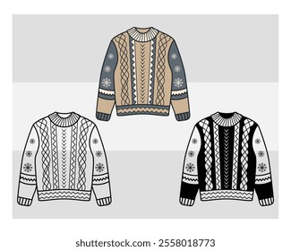 Sweater silhouette, Ugly Sweater, Winter, Holiday, Sweater outline, Sweater Vector, Illustration,