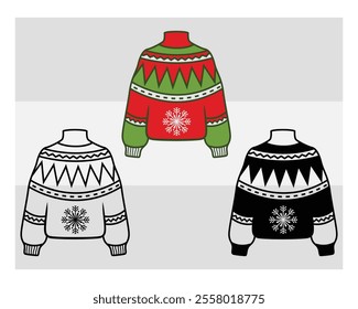 Sweater silhouette, Ugly Sweater, Winter, Holiday, Sweater outline, Sweater Vector, Illustration,