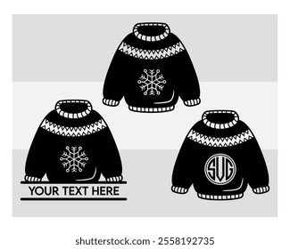 Sweater silhouette, Ugly Sweater, Winter, Holiday, Sweater outline, Sweater Vector, Illustration,