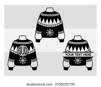 Sweater silhouette, Ugly Sweater, Winter, Holiday, Sweater outline, Sweater Vector, Illustration,