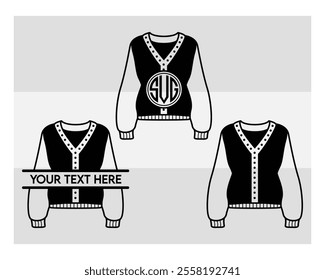 Sweater silhouette, Ugly Sweater, Winter, Holiday, Sweater outline, Sweater Vector, Illustration,