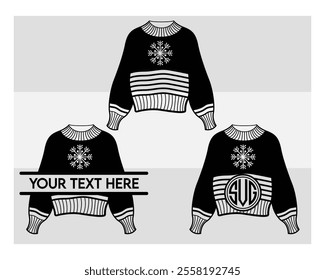 Sweater silhouette, Ugly Sweater, Winter, Holiday, Sweater outline, Sweater Vector, Illustration,