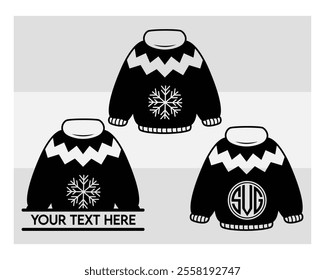 Sweater silhouette, Ugly Sweater, Winter, Holiday, Sweater outline, Sweater Vector, Illustration,