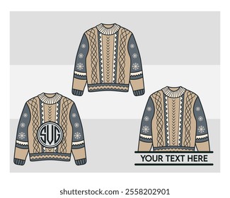 Sweater silhouette, Ugly Sweater, Winter, Holiday, Sweater outline, Sweater Vector, Illustration,