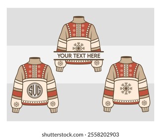 Sweater silhouette, Ugly Sweater, Winter, Holiday, Sweater outline, Sweater Vector, Illustration,