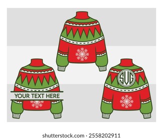 Sweater silhouette, Ugly Sweater, Winter, Holiday, Sweater outline, Sweater Vector, Illustration,