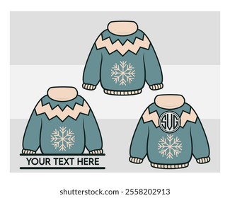 Sweater silhouette, Ugly Sweater, Winter, Holiday, Sweater outline, Sweater Vector, Illustration,