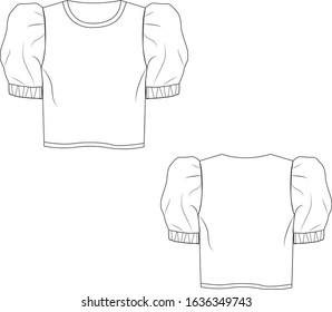 sweater technical drawing. front and back vector