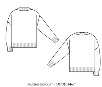 sweater technical sketch front and back views