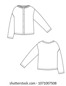 sweater technical sketch front and back views