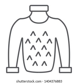 Sweater thin line icon, clothes and warm, jumper sign, vector graphics, a linear pattern on a white background, eps 10.