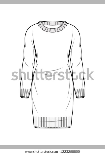 Sweater Top Fashion Technical Drawings Flat Stock Vector (Royalty Free ...