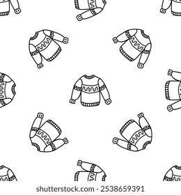 Sweater vector doodle seamless pattern on white background