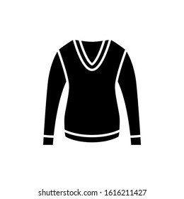 Sweater vector icon in black flat shape design icon, isolated on white background